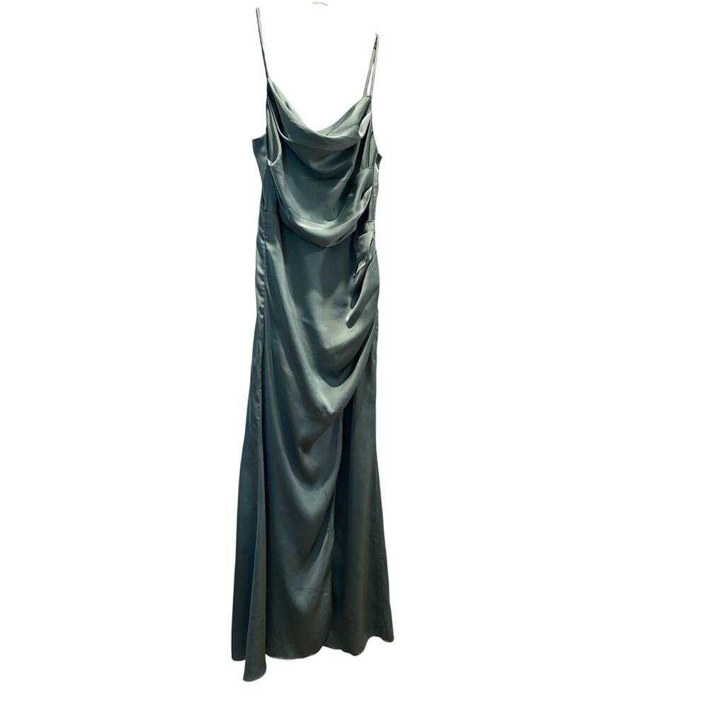 Birdy Grey Lydia Matte Satin Cowl Neck Bridesmaid Dress in Sage Gree